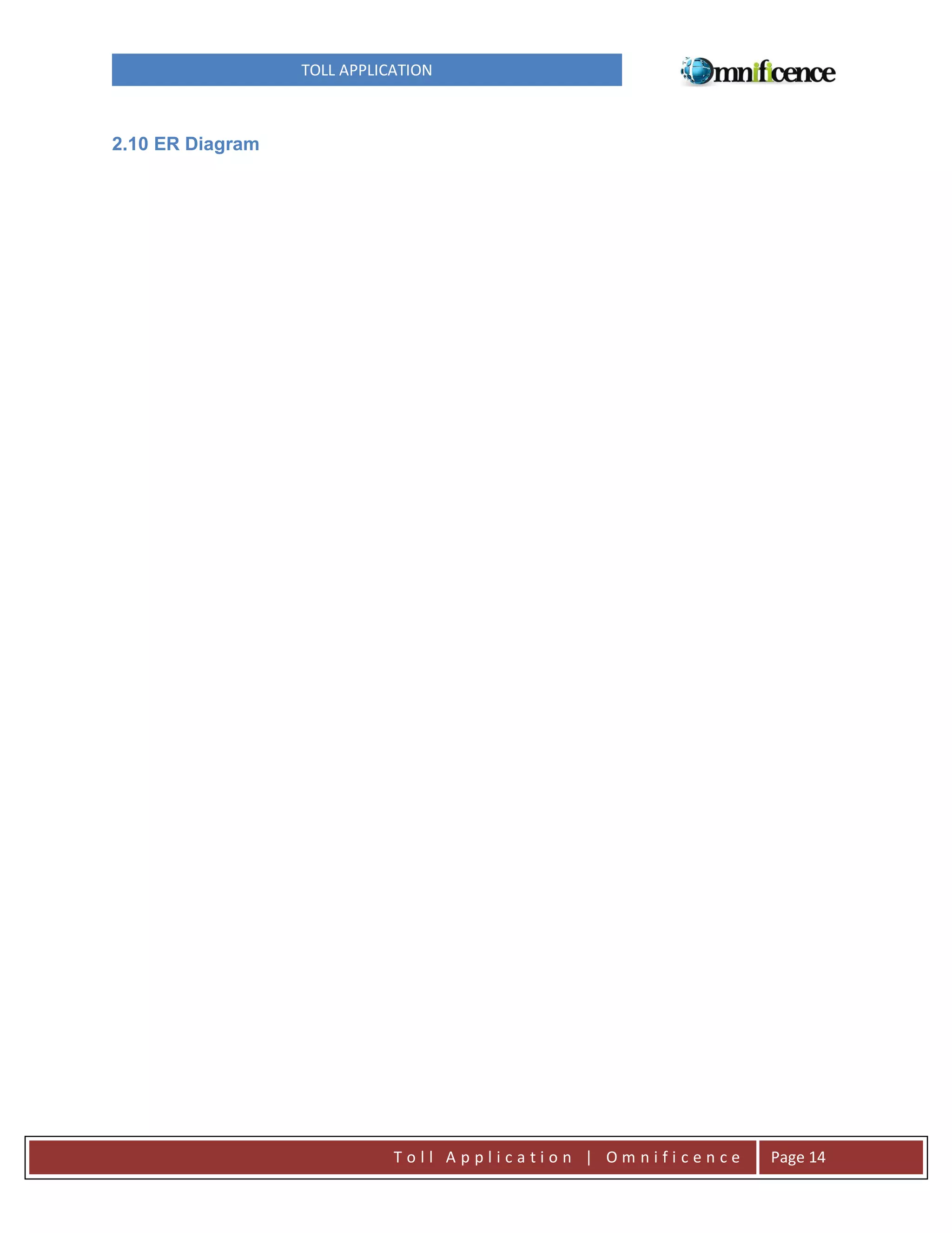 TOLL APPLICATION

2.10 ER Diagram

Toll Application | Omnificence

Page 14

 