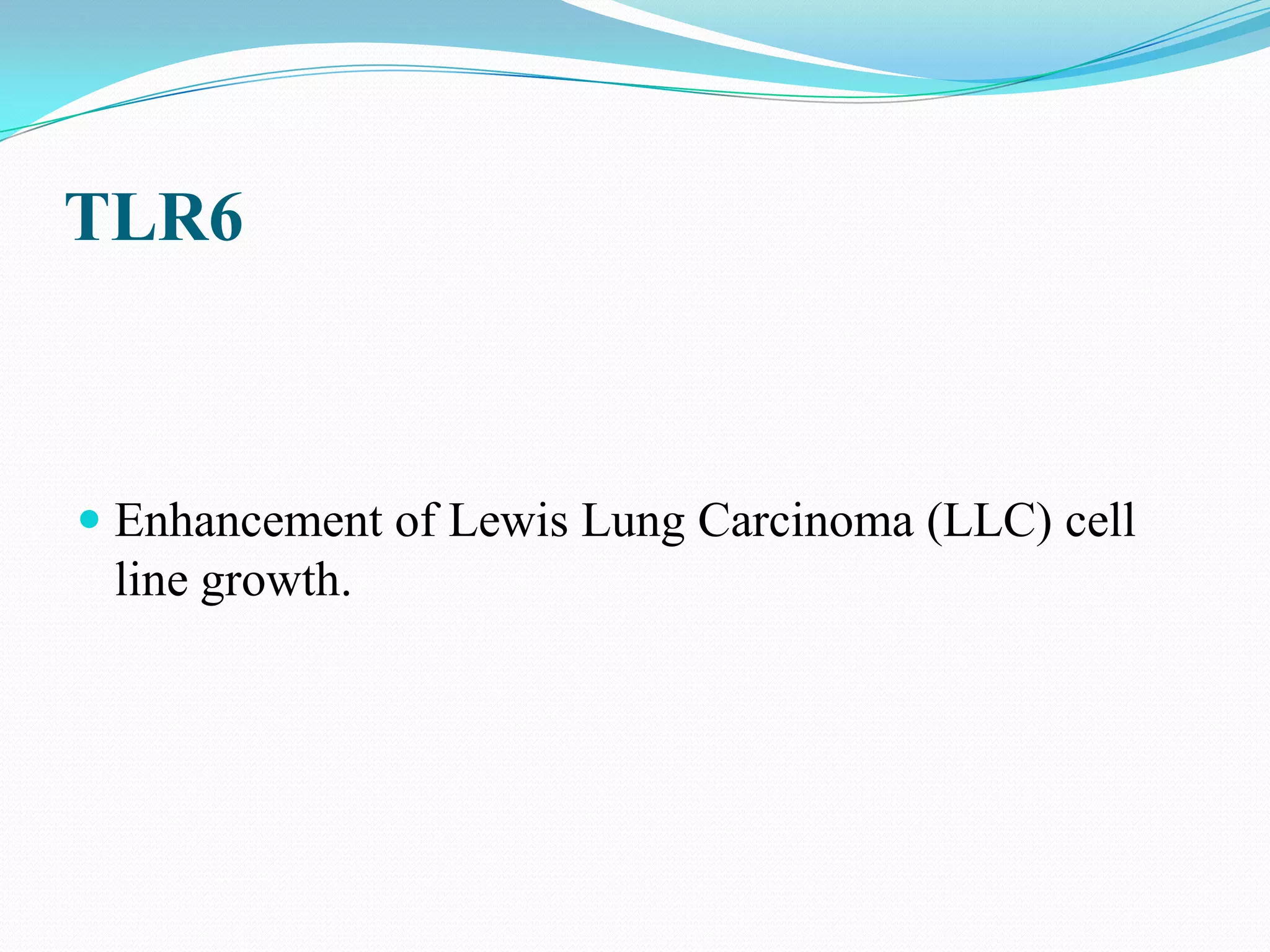 TLR6



 Enhancement of Lewis Lung Carcinoma (LLC) cell
  line growth.
 