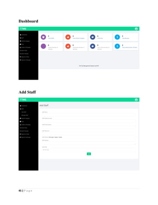 45 | P a g e
Dashboard
Add Staff
 