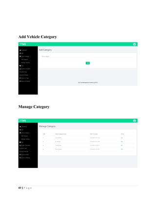 47 | P a g e
Add Vehicle Category
Manage Category
 