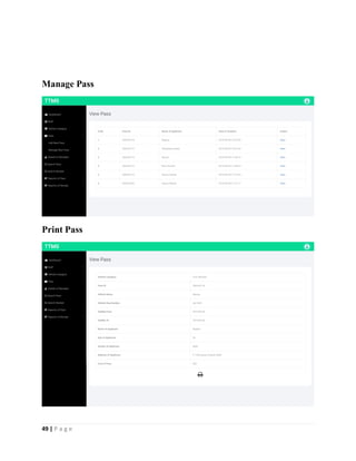 49 | P a g e
Manage Pass
Print Pass
 