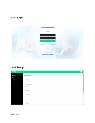 52 | P a g e
Staff Login
Add Receipt
 
