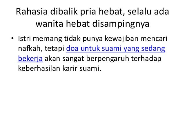 Doa Untuk Suami Yang Sedang Mencari Nafkah - Berbagai Peruntukan