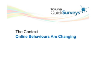 The Context
Online Behaviours Are Changing
 