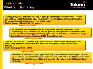 Live or Test QuickSurveys on Toluna.com