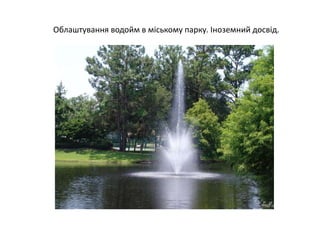 Облаштування водойм в міському парку. Іноземний досвід.
 