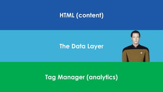 #SMX #24B @tomcbennet
HTML (content)
Tag Manager (analytics)
The Data Layer
 