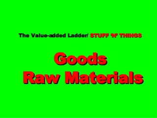 The Value-added Ladder/  STUFF ‘N’ THINGS Goods  Raw Materials 