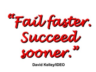 “ Fail faster. Succeed sooner.” David Kelley/IDEO 