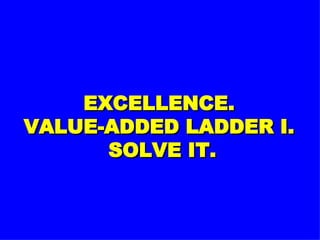 EXCELLENCE. VALUE-ADDED LADDER I.  SOLVE IT. 