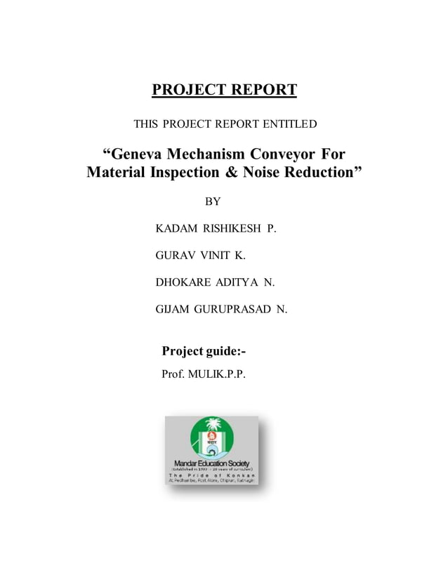 Geneva Mechanism Based Conveyor Belt PDF