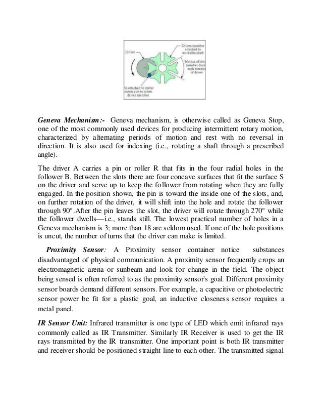 Geneva Mechanism Based Conveyor Belt