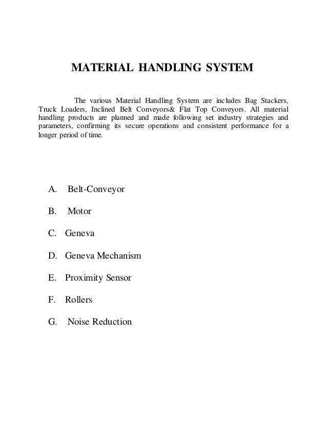 Geneva Mechanism Based Conveyor Belt
