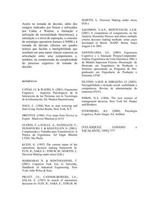 A Tomada de Decisão e a Estratégia Operatória