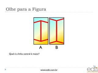 Olhe para a Figura




                               A                B
 Qual é a linha central é maior?




                                   www.edti.com.br
 