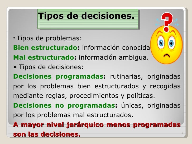 Tipos De Decisiones Programadas Y No Programadas Ejemplos