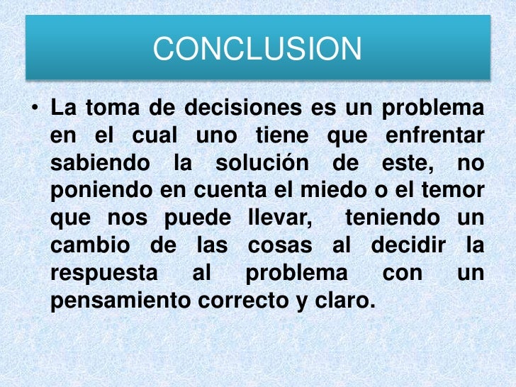 TOMA DE DECISIONES