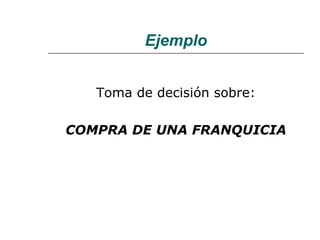 Ejemplo Toma de decisión sobre: COMPRA DE UNA FRANQUICIA 