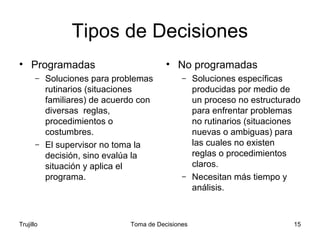 Programa Decisiones Toma de decisiones | PPT