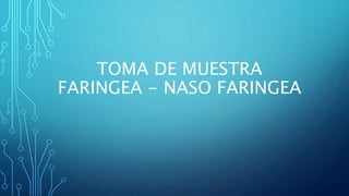 TOMA DE MUESTRA
FARINGEA - NASO FARINGEA
 