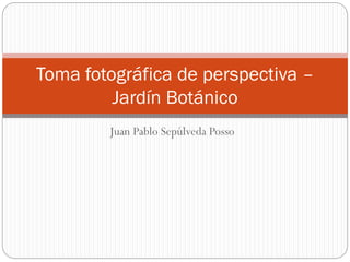 Juan Pablo Sepúlveda Posso
Toma fotográfica de perspectiva –
Jardín Botánico
 