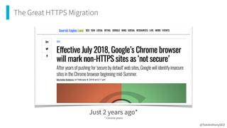 The Great HTTPS Migration
@TomAnthonySEO
Just 2 years ago*
* Corona years
 