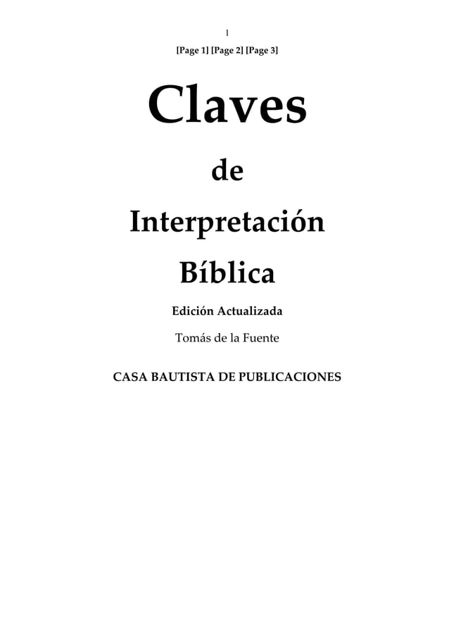 Claves de Interpretacion Biblica Tomas de la fuente