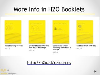 H2O.ai 
Machine Intelligence
More Info in H2O Booklets
http://h2o.ai/resources
24
 