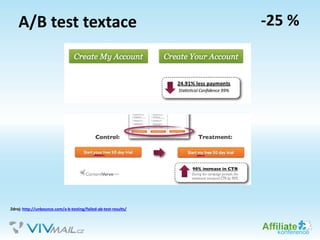 A/B test textace
Zdroj: http://unbounce.com/a-b-testing/failed-ab-test-results/
-25 %
 