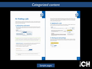 Categorized content 
Sample pages 
 