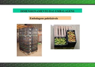 DIMENSIONAMENTO DAS EMBALAGENS
Embalagens paletizáveis
 