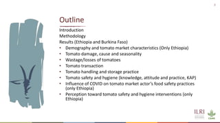 Overview of quantitative knowledge, attitude and practice of tomato traders on tomato hygiene and safety in Ethiopia and Burkina Faso