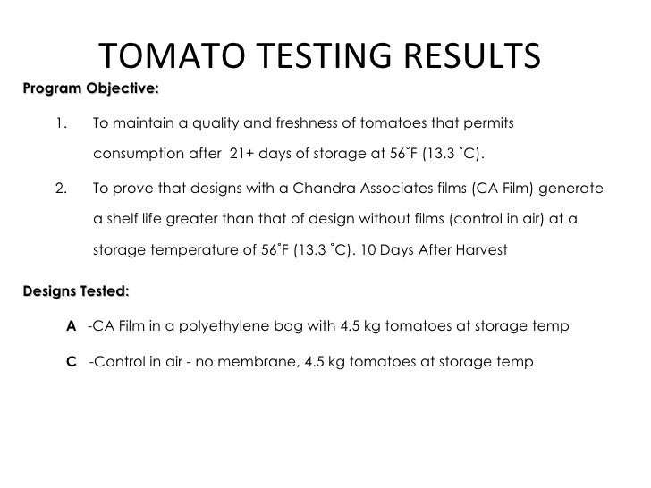 Tomato Shelf Life Testing