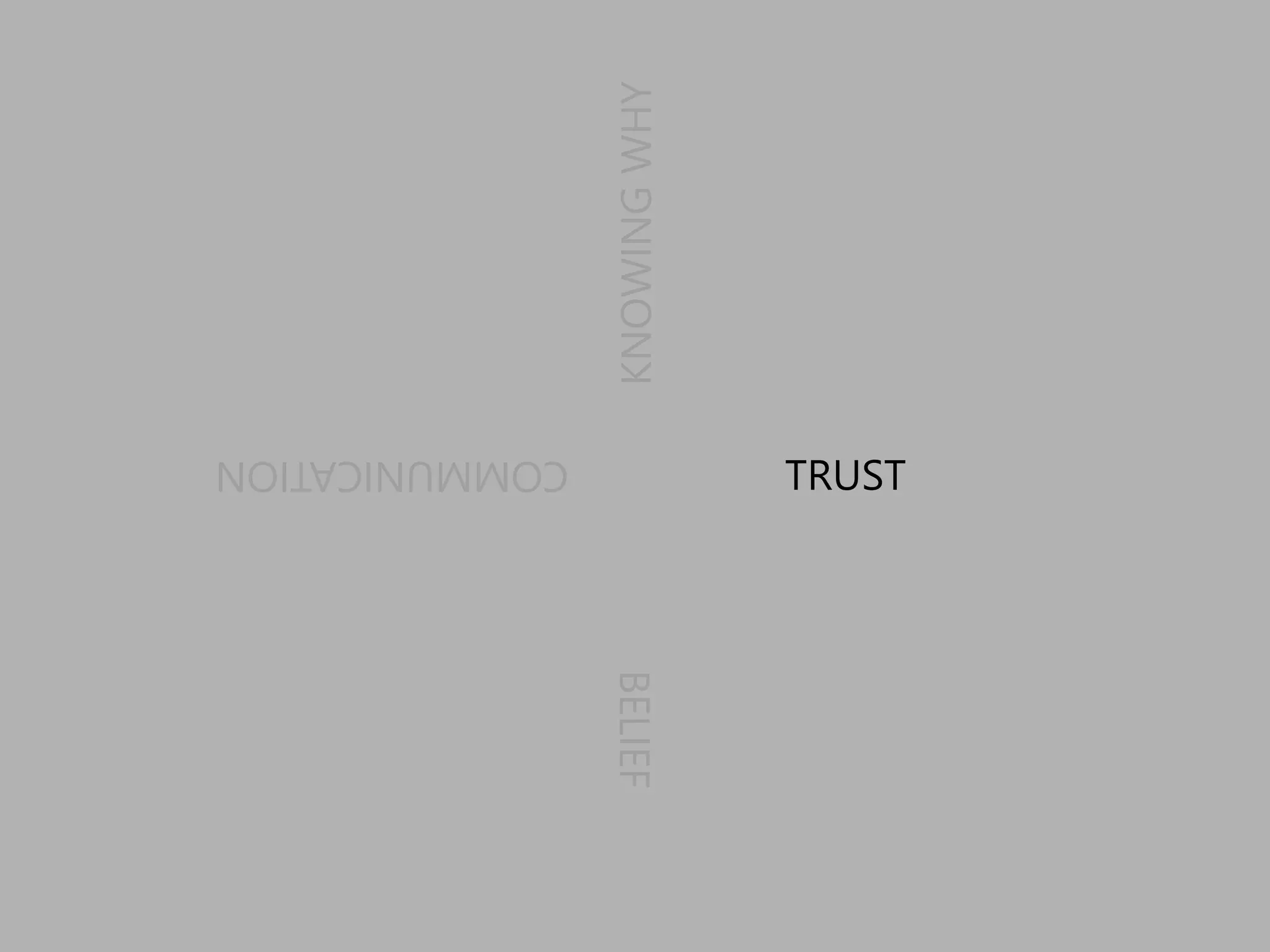 TRUST
COMMUNICATION
KNOWINGWHY
BELIEF
 