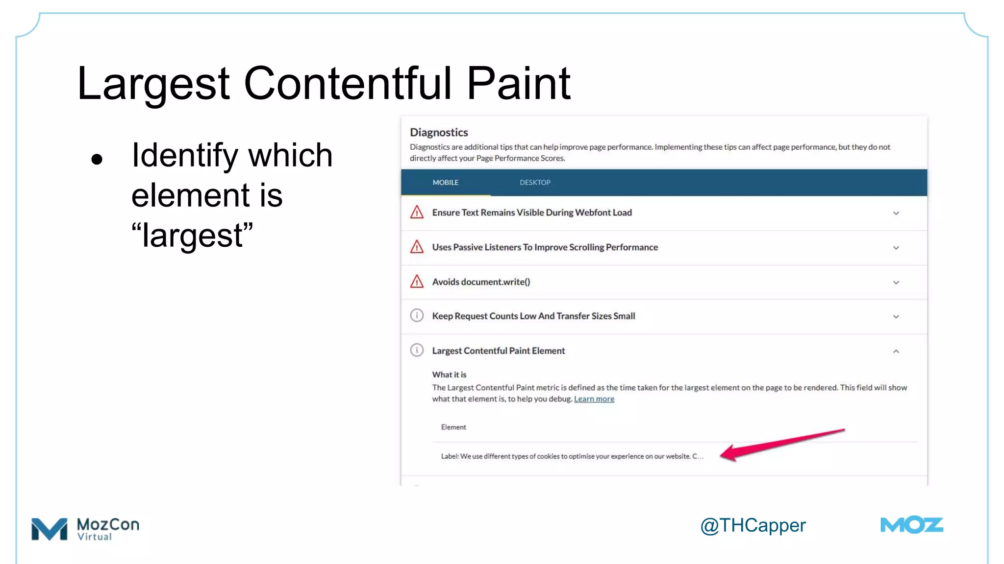 @THCapper
Largest Contentful Paint
● Identify which
element is
“largest”
 