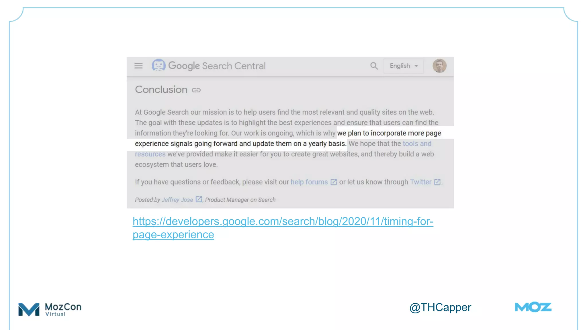 @THCapper
https://developers.google.com/search/blog/2020/11/timing-for-
page-experience
 