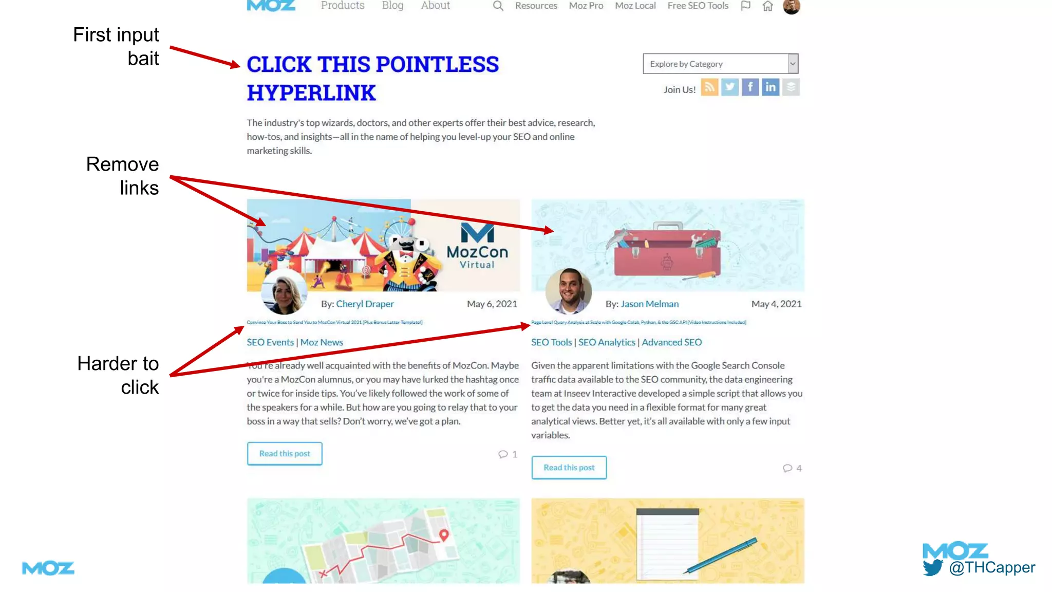 @THCapper
Remove
links
Harder to
click
First input
bait
 