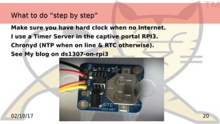 TM
2002/10/17
What to do “step by step”What to do “step by step”
Make sure you have hard clock when no Internet.
I use a T...