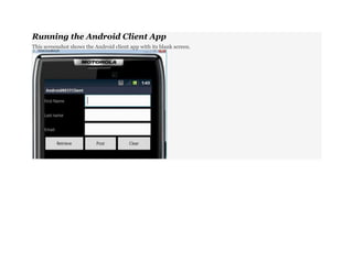 Running the Android Client App
This screenshot shows the Android client app with its blank screen.
 