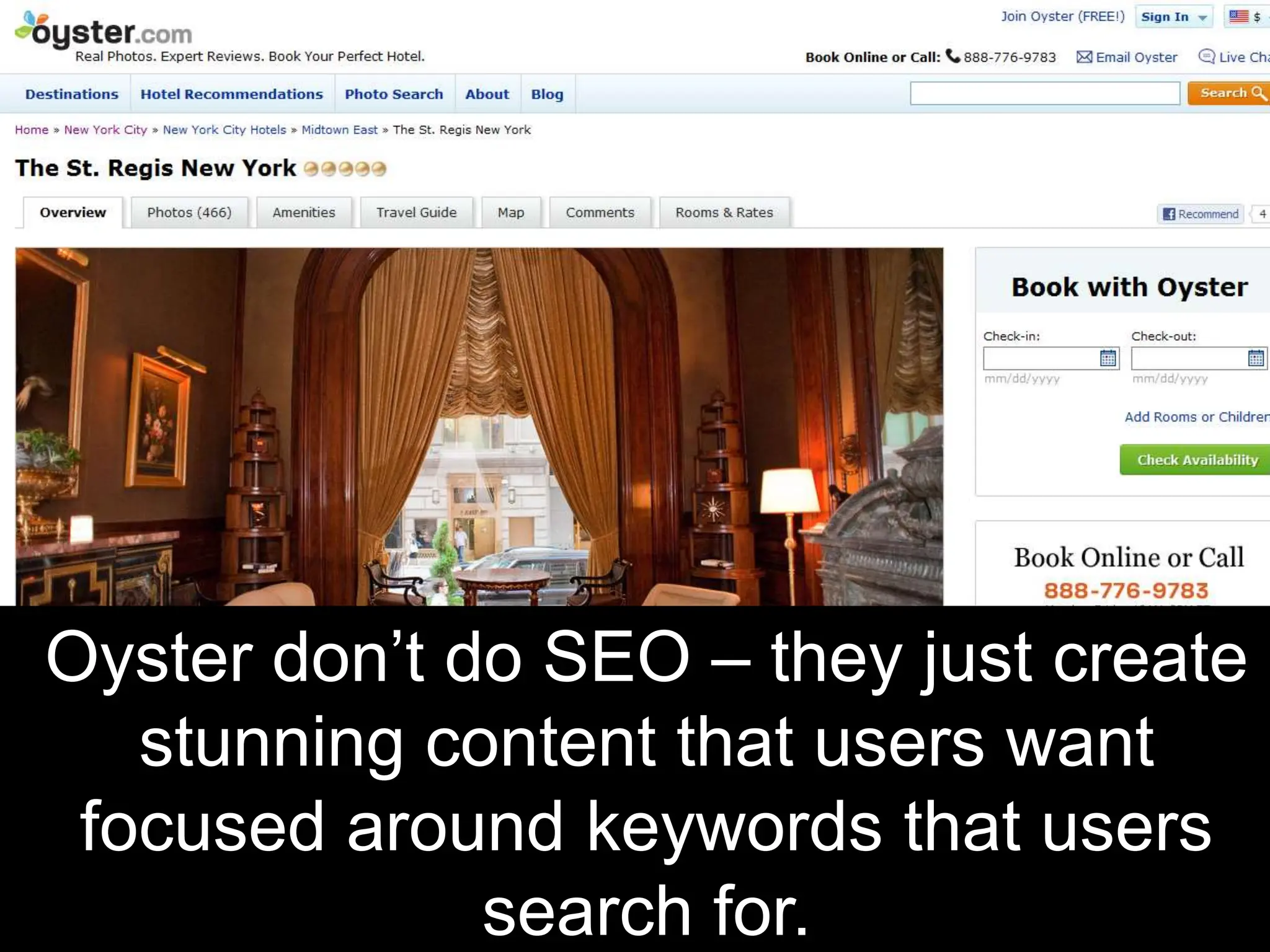 Oyster don’t do SEO – they just create stunning content that users want focused around keywords that users search for.