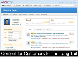 Content for Customers for the Long Tail
 