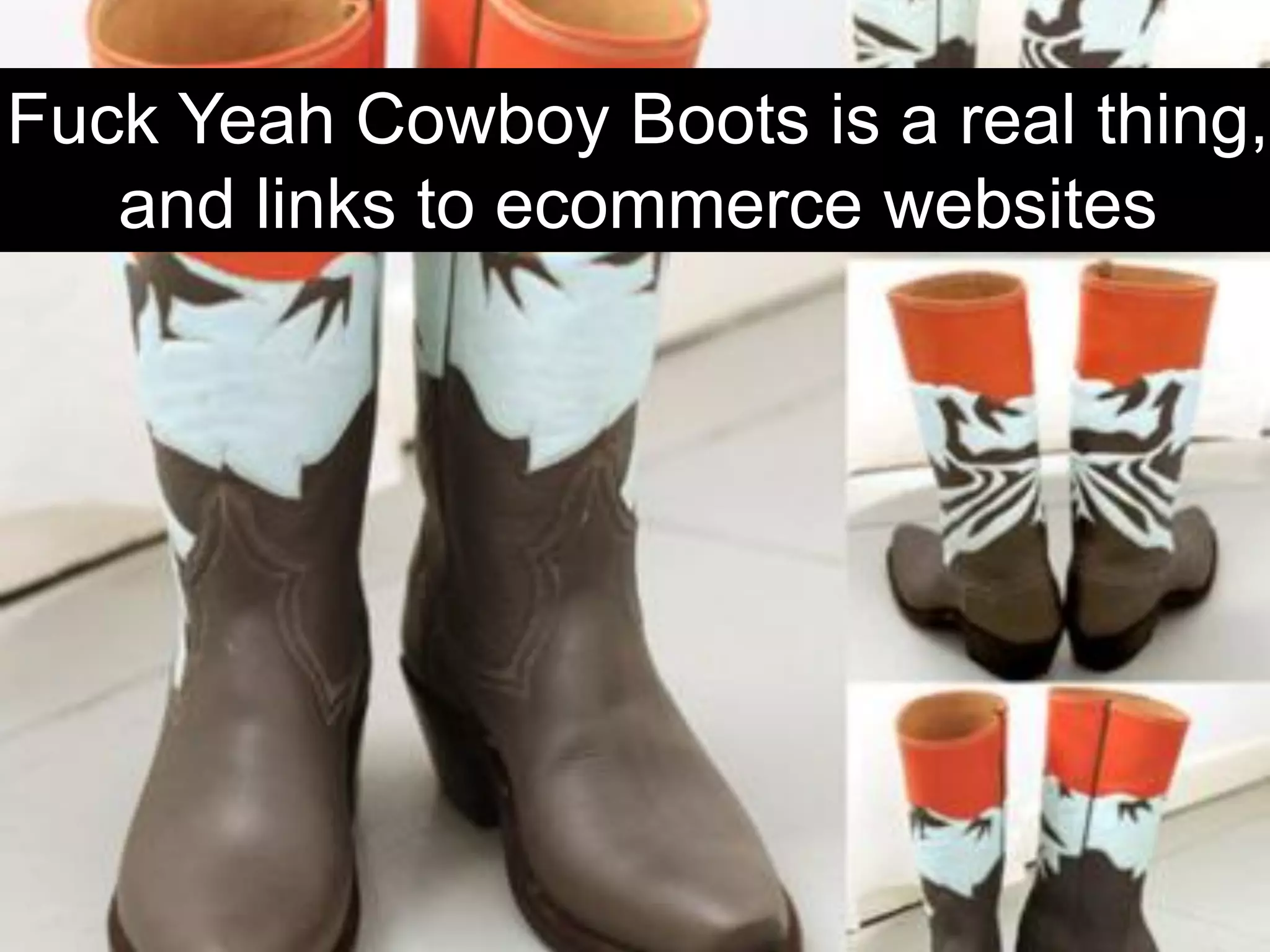 Fuck Yeah Cowboy Boots is a real thing,
   and links to ecommerce websites
 