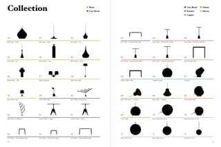 Collection                                                                                     Brass

                                                                                               Cast Metal
                                                                                                                                                                                      Cast Metal

                                                                                                                                                                                      Enamel
                                                                                                                                                                                                           Fluoro

                                                                                                                                                                                                           Mirror

                                                                                                                                                                                      Copper




54                                55                                55                                      63                                 64                                64

Beat Light – Stout                Beat Light – Wide                 Beat Light – Fat                        Link Table – Large (Small Legs)    Spot Table – Round (Short Stem)   Spot Table – Round (Long Stem)




55                                56                                56                                      64                                 64                                65

Beat Light – Tall                 Beat Vessel – Tall                Beat Vessel – Drop                      Spot Table – Square (Short Stem)   Spot Table – Square (Long Stem)   Block Dining Table




56                                57                                58                                      65                                 66                                67

Beat Vessel – Top                 Base Wall Light                   Base Floor Light                        Block Coffee Table                 Copper Shade                      Fat Spot




58                                59                                60                                      68                                 68                                69

Base Table Light                  Lean Table Light                  Spin Table Candelabra                   Blow Floor Light – Copper          Blow Light – Copper               Fluoro Floor Light




60                                61                                61                                      69                                 70                                70

Spin Floor Candelabra             Screw Table – Large               Screw Table – Small                     Fluoro Light                       Mirror Ball Floor 50 cm           Mirror Ball Floor 40 cm




62                                62                                63                                      71                                 71                                71

Link Table – Small (Large Legs)   Link Table – Small (Small Legs)   Link Table – Large (Large Legs)         Mirror Ball 50 cm                  Mirror Ball 40 cm                 Mini Ball 25 cm

50                                                                                                                                                                                                                  51
 