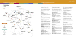 Index géographique des collectivités Index alphabétique des personnalités
Brive-la-Gaillarde-p.16
Mende-p.20
Loches Développement-p.22
Caen-p.24
Narbonne-p.26
Développement économique
Gestion interne de la collectivité
Montluçon-p.30
Gonfreville-l’Orcher-p.46
Villers-lès-Nancy-p.50
Pleurtuit-p.52
Vitré-p.54
Yutz-p.32
Schiltigheim-p.110Morlaix-p.112
Antibes-p.34
Grand Chalon-p.36
Chambéry Métropole-p.40
Tournon-sur-Rhône-p.38
Pays de Montbéliard-p.18
Saint-Brieuc et
Lannion-p.58
Saint-Affrique-p.60
Rodez-p.70
Agen-p.104
Gap-p.92
Cœur-de-Maurienne-p.94
Aix-sur-Vienne-p.86
Gueugnon-p.84
Kingersheim-p.98
Langres-p.128
La Roche-sur-Yon-p.140
Conseil général
de la Côte-d’Or-p.136
Mayenne-p.134
Conseil général
des Hautes-Pyrénées-p.130
La Garde-p.132
Issoudun-p.96
Chambly-p.80
Hénin-Beaumont-p.88
Boulogne-sur-Mer-p.90
Argenton-Château-p.72
Châtelaillon-Plage-p.74
Les Herbiers-p.102
Blanquefort-p.78
La Plaine-des-Palmistes-p.76
Hors Métropole
Et ailleurs
La Réunion
Le Port-p.82
Wrexham-p.144
Cork-p.146
Stoszowice-p.148
CHU de Nancy-p.64
Parthenay-p.62
Baud-p.114
Frontignan-La-Peyrade-p.118
Clisson-p.120
Saumur Loire Développement-p.122
Saint-Dié-des-Vosges-p.124
Pays des Portes
de Cornouaille-p.116
Albert Marcel, maire des Herbiers - p.102
Argenton Xavier, maire de Parthenay, président
de la communauté de communes de Parthenay - p. 62
Babonneau Jean, adjoint au maire de Clisson,
conseiller communautaire, président de l’office de tourisme
de la Vallée de Clisson - p. 120
Bailly Alain, maire de Gueugnon, conseiller général
de la Saône-et-Loire - p. 84
Bernard-Raymond Pierre, ancien ministre,
maire de Gap - p. 92
Bertho Jean-Paul, maire de Baud - p. 114
Bottino Hervé, adjoint au maire de Saint-Jean-de-
Maurienne, vice-président de la communauté de communes
Cœur-de-Maurienne - p. 94
Boulanger Alain-Bernard, maire de Villeneuve-la-Garenne -
p. 106
Bourg-Broc Bruno, maire de Châlons-en-Champagne,
député de la Marne, président de la Fédération des maires
des villes moyennes - p. 10
Boyer Marc-Luc, maire de La Plaine-des-Palmistes - p. 76
Buckley Ruth, chef du département des Systèmes
d’information de Cork (Irlande) - p. 146
Censi Marc, maire de Rodez , président de la communauté
d'agglomération du Grand Rodez, président de l'Assemblée
des communautés de France - p. 70
Cereijo Patricia, adjointe au maire de La Roche-sur-Yon,
en charge de la formation initiale, professionnelle et continue,
conseillère régionale des Pays de la Loire - p. 140
Cuvillier Frédéric, maire de Boulogne-sur-Mer, conseiller
général, vice-président de la communauté d’agglomération
du Boulonnais - p. 90
Dalongeville Gérard, maire d’Hénin-Beaumont - p. 88
Davin Jean Roger, maire de Croissy-sur-Seine - p. 100
De Villepin Dominique, Premier ministre - p. 6
Delmas Jean-Jacques, maire de Mende, conseiller général
de la Lozère - p. 20
Fauconnier Alain, maire de Saint-Affrique, conseiller
régional Midi-Pyrénées - p. 60
Feltesse Vincent, maire de Blanquefort - p. 78
Fortassin François, président du conseil général et sénateur
des Hautes-Pyrénées - p. 130
Françaix Michel, maire de Chambly, député de l’Oise - p. 80
Henry Patricia, adjointe au maire d’Agen, chargée des TIC -
p. 104
Hylands Dave, chef du département des systèmes
d’information de Wrexham (Pays-de-Galles) - p. 144
Jacquemin Pascal, maire de Villers-lès-Nancy - p. 50
Janet Bruno, conseiller spécial du président de France
Télécom, directeur des relations avec les collectivités locales, -
p. 12
Joncour Bruno, maire de Saint-Brieuc, président du conseil
d'administration du centre hospitalier de Saint-Brieuc - p. 58
Lagarde Jean-Christophe, maire de Drancy,
député de la Seine-Saint-Denis - p. 42
Laignel André, ancien ministre, maire d’Issoudun - p. 96
Langenier Jean-Yves, maire du Port, conseiller général
de La Réunion - p. 82
Launoy François, maire de Fontaine-Française,
conseiller général de la Côte-d’Or - p. 136
Le Brethon Brigitte, maire de Caen, député du Calvados -
p. 24
Le Goff Michel, maire de Morlaix, conseiller général
du Finistère - p. 112
Le Pensec Louis, ancien ministre, président du pays
des Portes de Cornouaille, sénateur du Finistère - p. 116
Leblanc Claude, maire de Mayenne - p. 134
Lecoq Jean-Paul, maire de Gonfreville-l’Orcher,
vice-président de la région Haute-Normandie - p. 46
Léonard Jean-Louis, maire de Châtelaillon-Plage,
député de Charente-Maritime - p. 74
Leonetti Jean, maire d’Antibes, député des
Alpes-Maritimes - p. 34
Leroy Daniel, adjoint au maire de Pleurtuit - p. 52
Lombard Didier, président-directeur général de France
Télécom - p. 11
Louault Pierre, président de la communauté de communes
Loches Développement - p. 22
Malvy Martin, ancien ministre, président du conseil régional
Midi-Pyrénées, président de l’Association des petites villes
de France - p. 9
Marchand Jean-Michel, président de la communauté
d’agglomération de Saumur Loire Développement,
maire de Saumur - p. 122
Martin Patricia, maire adjointe de Frontignan-La-Peyrade,
déléguée à l’économie - p. 118
Masdeu-Arus Jacques, maire de Poissy, député des
Yvelines - p. 48
Masson Jean-Louis, maire de La Garde, conseiller général
du Var, vice-président de la communauté d’agglomération
Toulon Provence Méditerranée - p. 132
Méhaignerie Pierre, ancien ministre, maire de Vitré,
député d’Ille-et-Vilaine - p. 54
Mentrier Marc, adjoint au maire de Narbonne, délégué
à l’urbanisme et aux nouvelles technologies - p. 26
Minsky Boris, maire de Lucé - p. 138
Morisset Jean-Marie, député, président du conseil général
des Deux-Sèvres - p. 72
Muller Alfred, maire de Schiltigheim - p. 110
Murat Bernard, président de la communauté
d'agglomération de Brive, maire de Brive, sénateur
de la Corrèze - p. 16
Nouaille Daniel, maire d’Aixe-sur-Vienne - p. 86
Ollier Patrick, maire de Rueil-Malmaison, député des
Hauts-de-Seine - p. 56
Parpillon Jean-Noël, vice-président de la communauté
d’agglomération Chambéry Métropole, chargé de
l'information et de la communication - p. 40
Pélissard Jacques, maire de Lons-le-Saunier, député du
Jura, président de l’Association des maires de France - p. 8
Péricard Benoît, directeur général du CHU de Nancy - p. 64
Pierret Christian, ancien ministre, maire de
Saint-Dié-des-Vosges - p. 124
Pontier Jean, maire de Tournon-sur-Rhône - p. 38
Renard Jean-Michel, adjoint au maire de Langres - p. 128
Renaud André, vice-président du Grand Chalon chargé
des TIC - p. 36
Rossinot André, ancien ministre, maire de Nancy, président
du conseil d’administration du CHU de Nancy - p .64
Santini André, ancien ministre, maire d’Issy-les-Moulineaux,
député des Hauts-de-Seine - p .66
Souvet Louis, président de la communauté d’agglomération
du Pays de Montbéliard, maire de Montbéliard, sénateur
du Doubs - p. 18
Spiegel Jo, maire de Kingersheim, président de la
communauté d’agglomération Mulhouse Sud Alsace - p. 98
Troubat Isabelle, conseillère municipale de Montluçon,
déléguée à la communication et aux NTIC - p. 30
Weiten Patrick, maire de Yutz, conseiller général
de la Moselle - p. 32
Wild Patryk, maire de Stoszowice (Pologne) - p. 148
Rueil-Malmaison-p.56
Villeneuve-la-Garenne-p.106
Croissy-sur-Seine-p.84
Lucé-p.138
Tourisme,culture et patrimoine
Éducation
Santé et social
Services au public
Poissy-p.48
Issy-les-Moulineaux-p.66
Drancy-p.42
Pour aller plus loin 163
 
