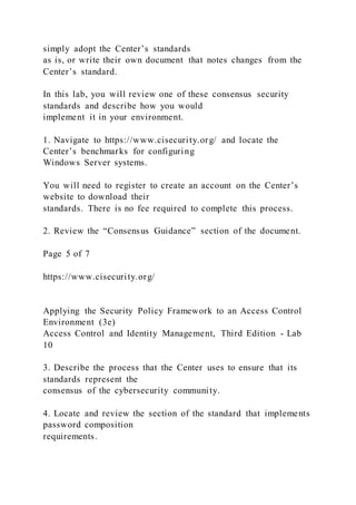 To meet the requirements for lab 10 you were to perform Part 1, S | DOCX