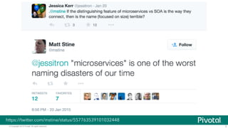 © Copyright 2015 Pivotal. All rights reserved. 3
https://twitter.com/mstine/status/557763539101032448
 