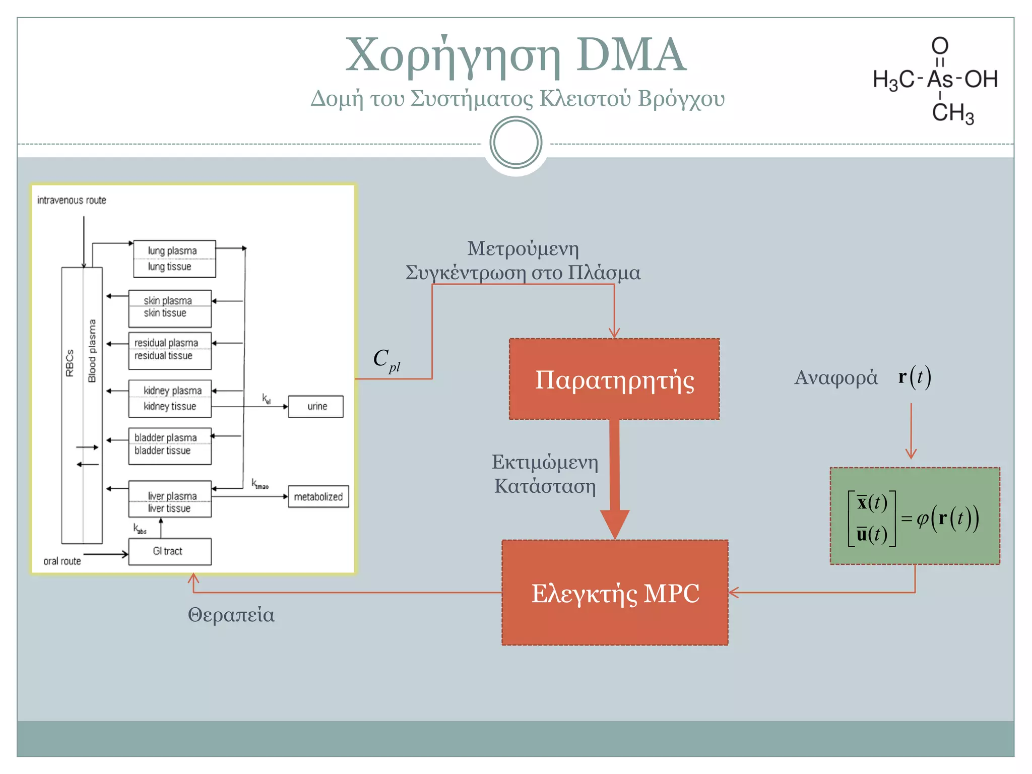 Παξαηεξεηήο
plC
Διεγθηήο MPC
Δθηηκώκελε
Καηάζηαζε
Μεηξνύκελε
΢πγθέληξσζε ζην Πιάζκα
Θεξαπεία
  
( )
( )
t
t
t

 
 
 
x
r
u
 trΑλαθνξά
Υνξήγεζε DMA
Γνκή ηνπ ΢πζηήκαηνο Κιεηζηνύ Βξόγρνπ
 
