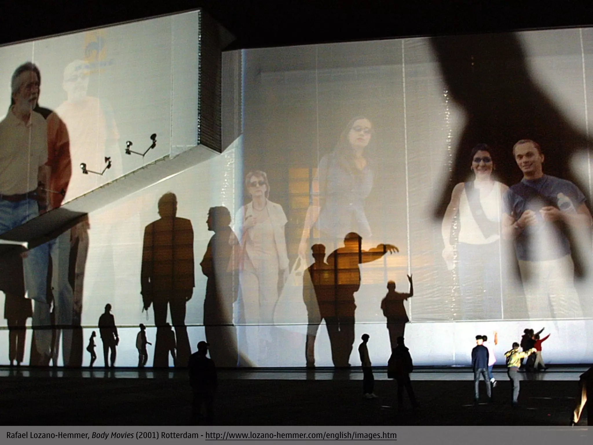 Rafael Lozano-Hemmer, Body Movies (2001) Rotterdam - http://www.lozano-hemmer.com/english/images.htm
 