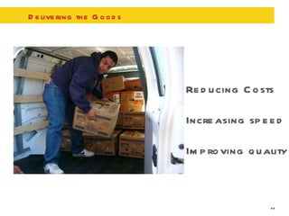 Delivering the Goods Reducing Costs Increasing speed Improving quality 