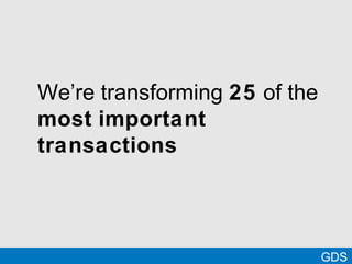 GDS
We’re transforming 25 of the
most important
transactions
 